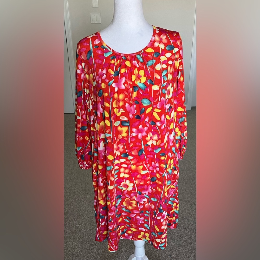 NWT SPLA Joplin 3/4 Sleeve Dress Size Medium Colors Red, Yellow, Green and Pink